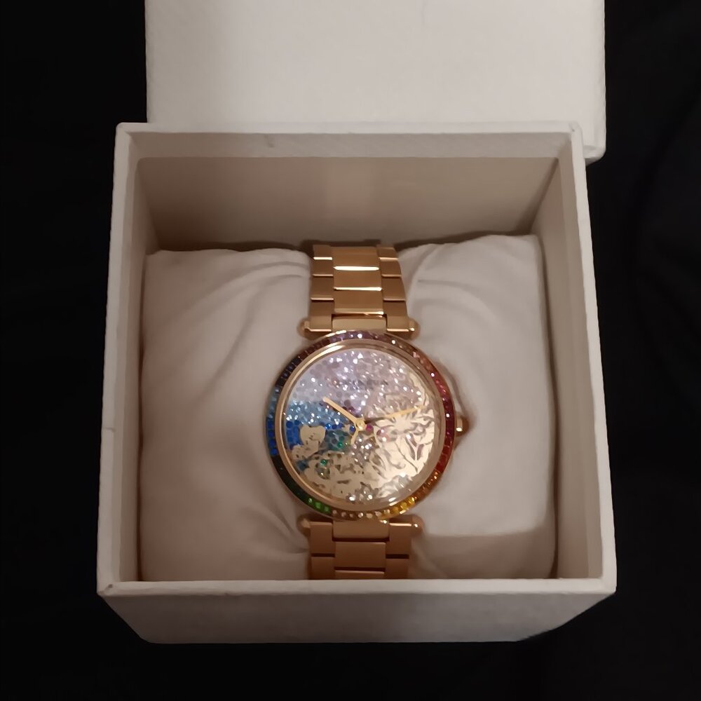 Olivia Burton Kaleido Bloom Rainbow Crystal Dial / Gold-Tone Stainless Steel Bra
